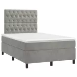 világosszürke bársony rugós ágy matraccal 120 x 200 cm