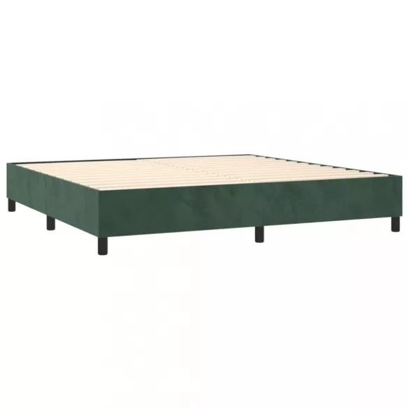 sötétzöld bársony rugós ágy matraccal 200x200 cm