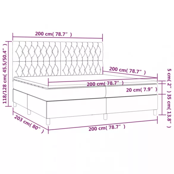 sötétzöld bársony rugós ágy matraccal 200x200 cm