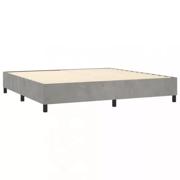 világosszürke bársony rugós ágy matraccal 200x200 cm