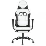 fehér és fekete műbőr játékszék lábtartóval