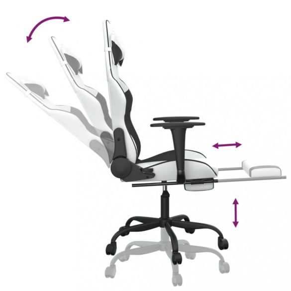 fehér és fekete műbőr játékszék lábtartóval