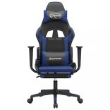 fekete és kék műbőr játékszék lábtartóval