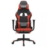 fekete és piros műbőr masszázsjátékszék lábtartóval