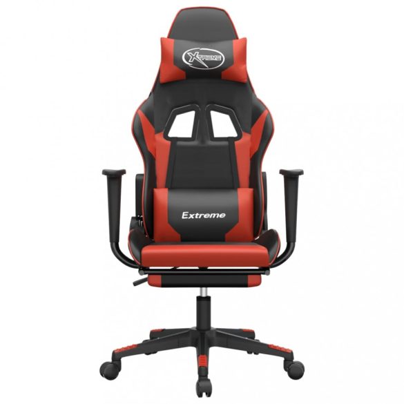 fekete és piros műbőr masszázsjátékszék lábtartóval