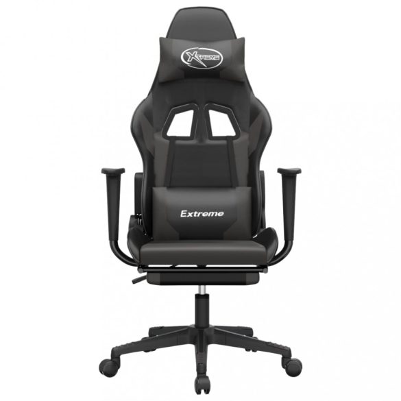 fekete és szürke műbőr játékszék lábtartóval