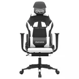 fekete és fehér műbőr játékszék lábtartóval