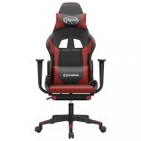 fekete és bordó műbőr játékszék lábtartóval