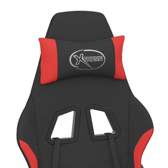 fekete és piros szövet játékszék lábtartóval