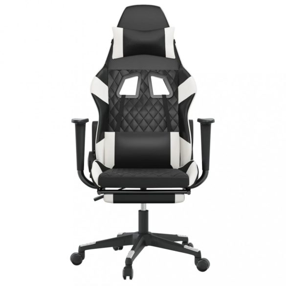 fekete és fehér műbőr játékszék lábtartóval