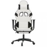 fehér és fekete műbőr játékszék lábtartóval