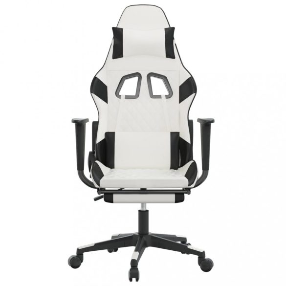 fehér és fekete műbőr játékszék lábtartóval