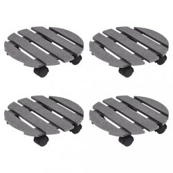 4 db szürke WPC kerekes növénytartó Ø30 x 7,5 cm