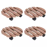 4 db barna kerekes növénytartó WPC Ø30 x 7,5 cm