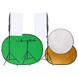   fotóstúdió szett fénykészlettel/háttérképernyővel/reflektorral