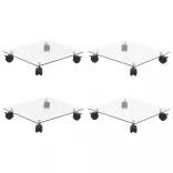 4 db négyzet alakú edzett üveg görgős növénytartó 35 x 35 cm