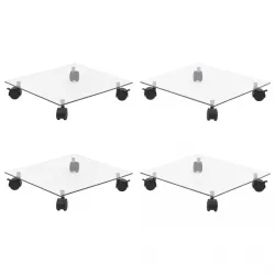   4 db négyzet alakú edzett üveg görgős növénytartó 35 x 35 cm