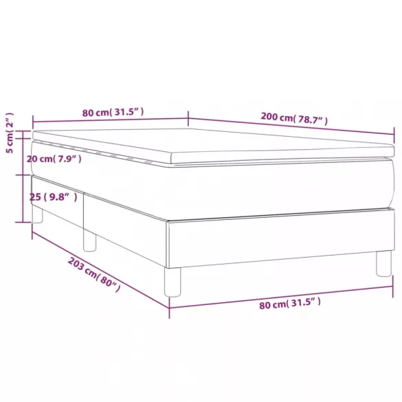 világosszürke szövet rugós ágy matraccal 80 x 200 cm