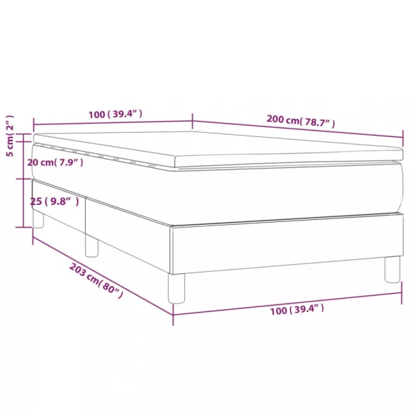 világosszürke szövet rugós ágy matraccal 100 x 200 cm