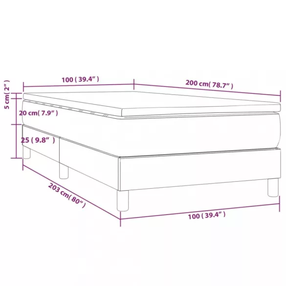 tópszínű szövet rugós ágy matraccal 100 x 200 cm