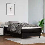 fekete műbőr rugós ágy matraccal 90x190 cm