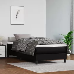 fekete műbőr rugós ágy matraccal 90x190 cm