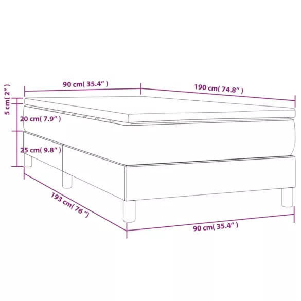 cappuccino színű műbőr rugós ágy matraccal 90 x 190 cm