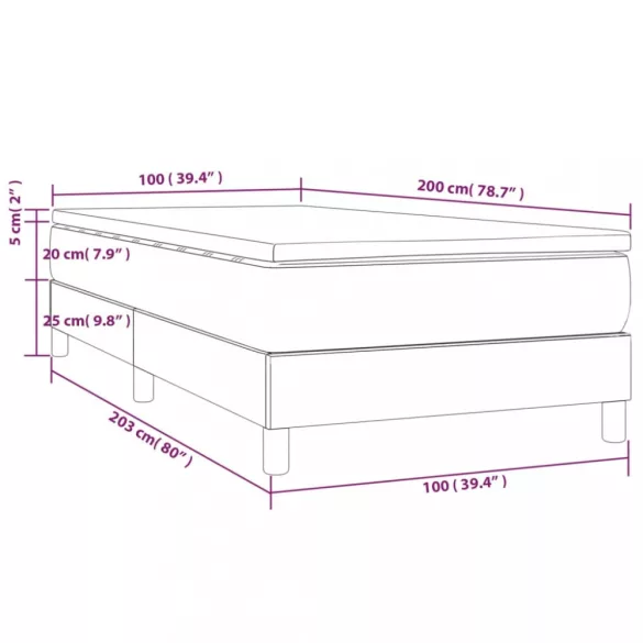 fehér műbőr rugós ágy matraccal 100 x 200 cm