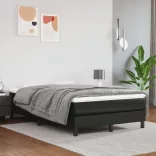 fekete műbőr rugós ágy matraccal 120 x 200 cm