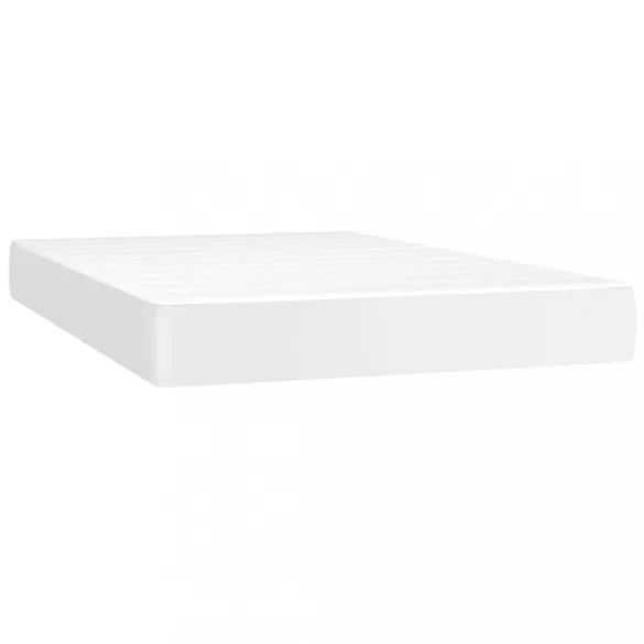 fehér műbőr rugós ágy matraccal 120 x 200 cm