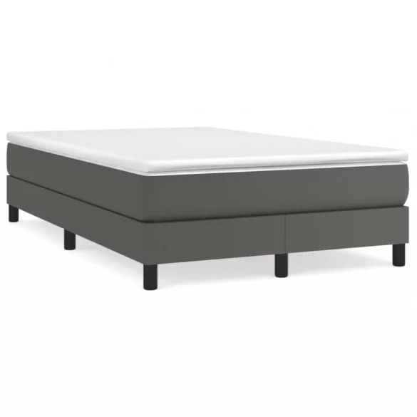 szürke műbőr rugós ágy matraccal 120 x 200 cm