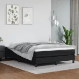 fekete műbőr rugós ágy matraccal 140 x 190 cm