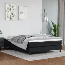 fekete műbőr rugós ágy matraccal 140 x 190 cm