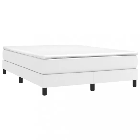 fehér műbőr rugós ágy matraccal 140x190 cm