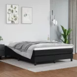 fekete műbőr rugós ágy matraccal 140 x 200 cm