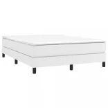 fehér műbőr rugós ágy matraccal 140 x 200 cm