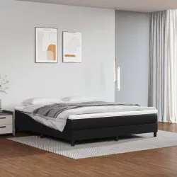 fekete műbőr rugós ágy matraccal 180 x 200 cm