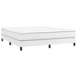 fehér műbőr rugós ágy matraccal 180 x 200 cm