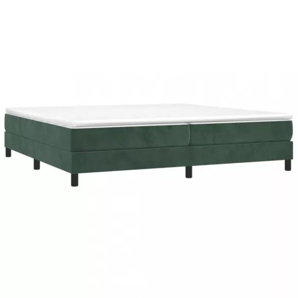sötétzöld bársony rugós ágy matraccal 200x200 cm