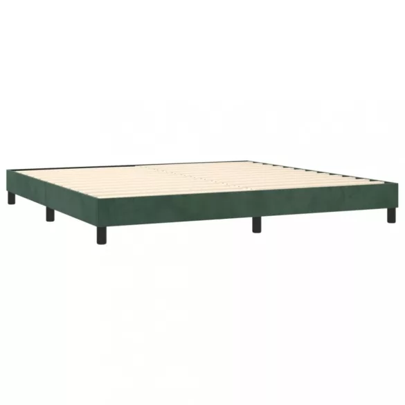 sötétzöld bársony rugós ágy matraccal 200x200 cm