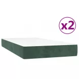 sötétzöld bársony rugós ágy matraccal 200x200 cm