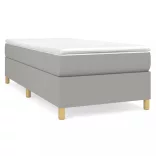 világosszürke szövet rugós ágy matraccal 100 x 200 cm