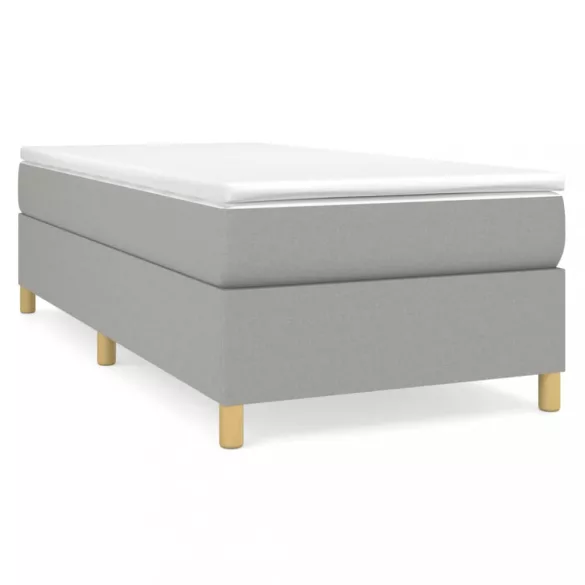 világosszürke szövet rugós ágy matraccal 100 x 200 cm