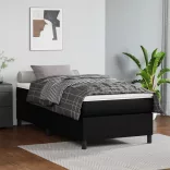 fekete műbőr rugós ágy matraccal 80 x 200 cm