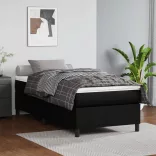 fekete műbőr rugós ágy matraccal 90 x 200 cm
