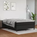 fekete műbőr rugós ágy matraccal 140 x 190 cm