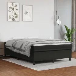 fekete műbőr rugós ágy matraccal 140 x 190 cm