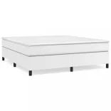 fehér műbőr rugós ágy matraccal 180 x 200 cm