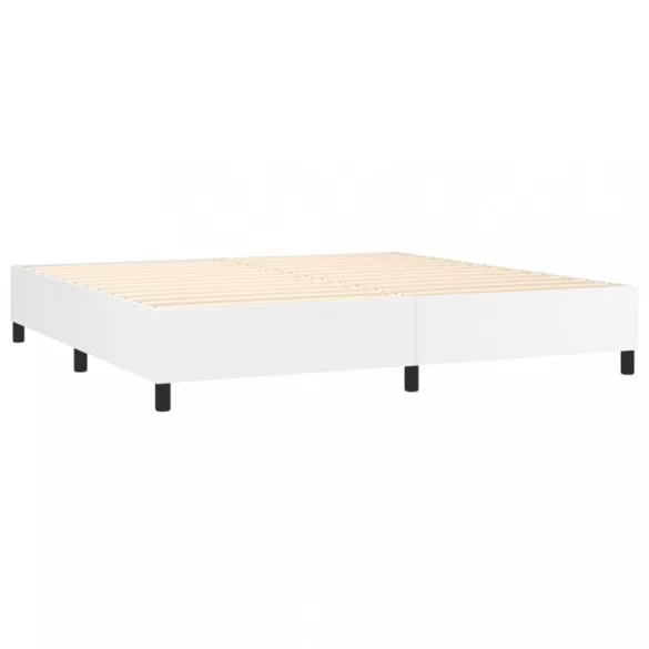 fehér műbőr rugós ágy matraccal 200 x 200 cm