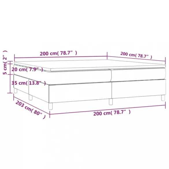 fehér műbőr rugós ágy matraccal 200 x 200 cm